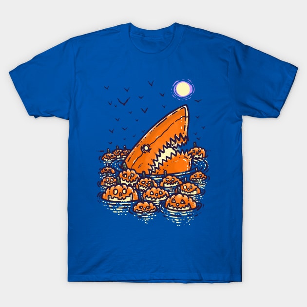 Jack O'Lantern Shark T-Shirt by nickv47